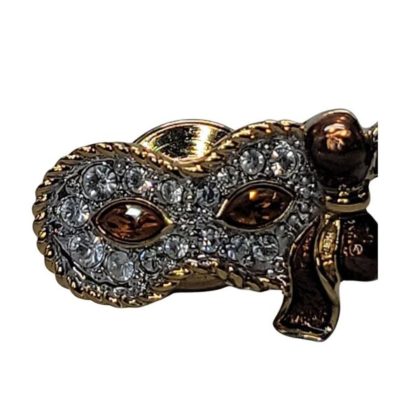 Swarovski Society Members Lapel Pin Masquerade Trilogy Mask Tabac 1999 Retired - Picture 3 of 10